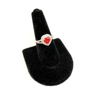 😍"Put a Ring On IT Event" Padparadscha Sapphire, Zircon Heart Double Halo Ring